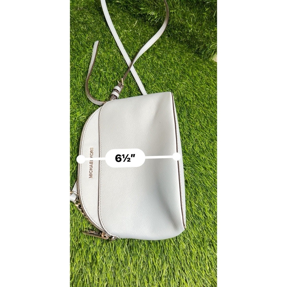 Michael Kors Cindy Dome Crossbody Bag Saffiano Leather LightBlue Silver Hardware - Picture 8 of 10